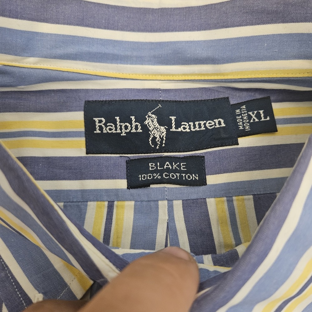 Polo Ralph Lauren Blake Button Up Shirt Extra Large Blue Yellow Pony Rugby Prep - Picture 3 of 7
